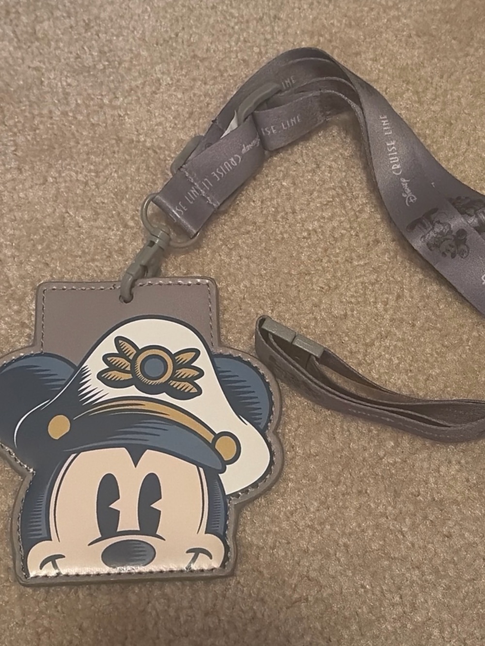 Disney Captain Mickey Navy & Gray Lanyard ID Badge Holder